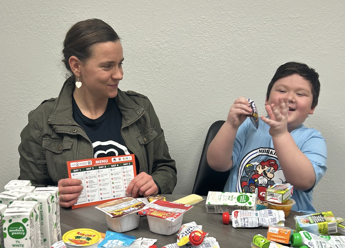 Our Child Nutrition Manager, Gillian McPherson with Callum